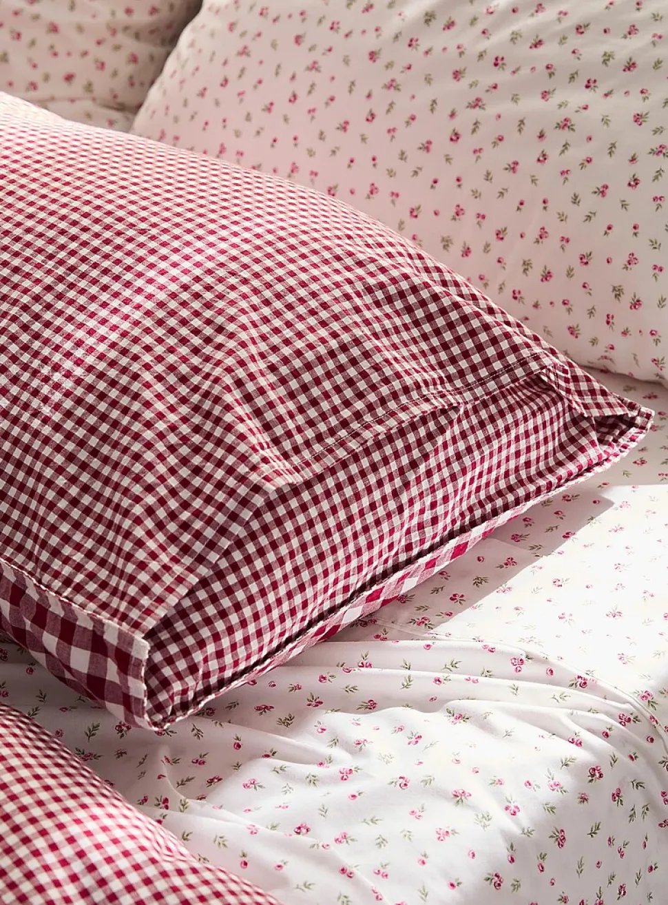 Gingham body pillow sham