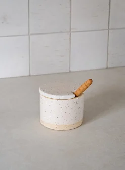 Glazed stoneware salt pinch bowl