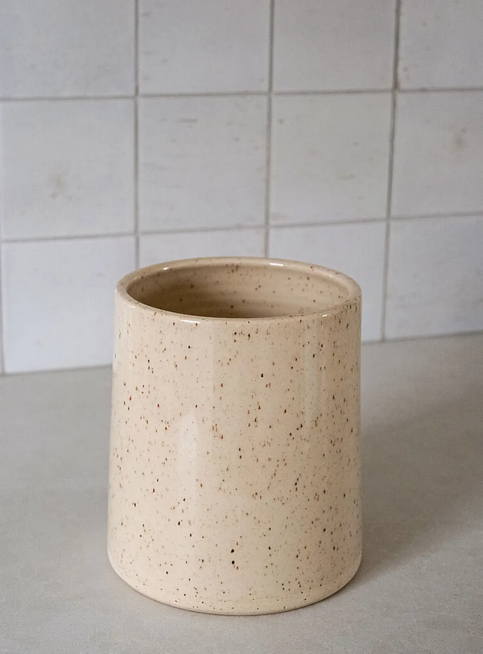 Glazed stoneware utensil pot