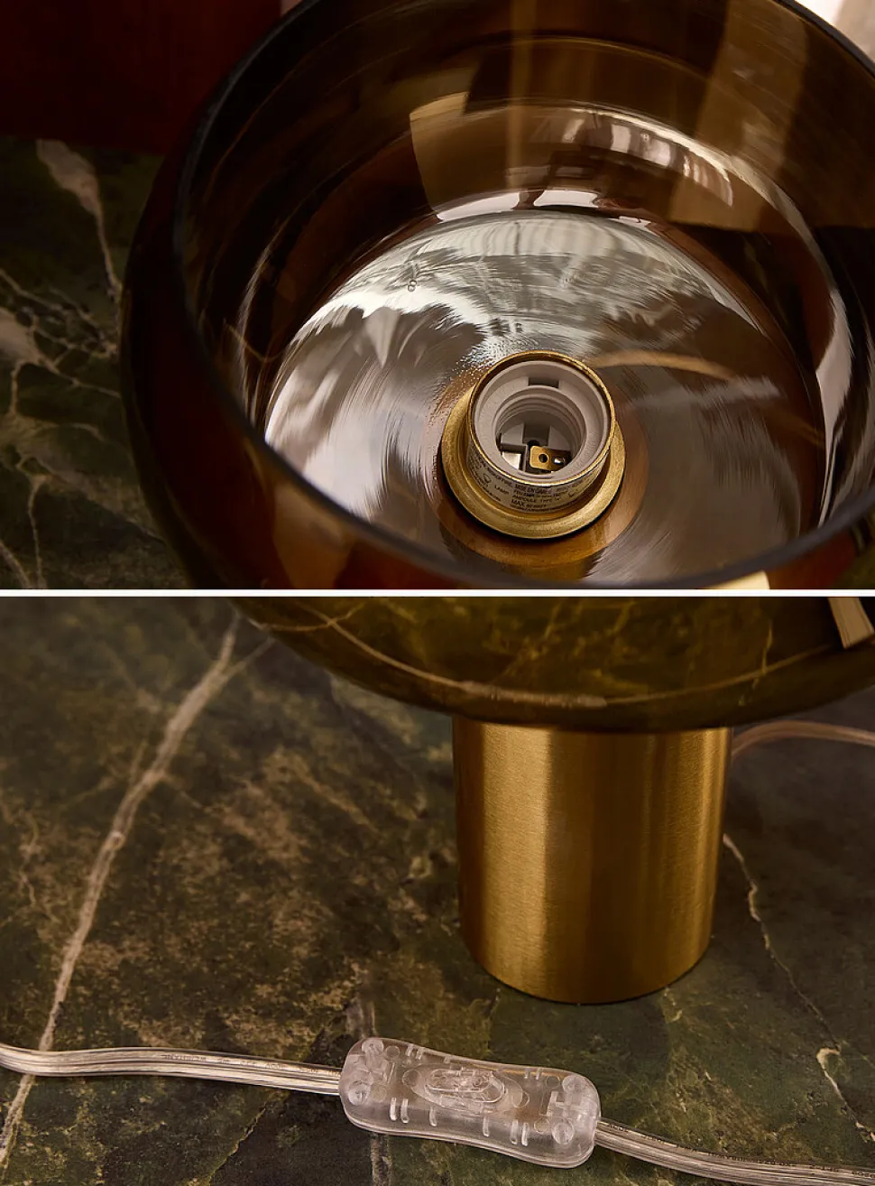 Golden cylinder table lamp