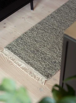 Heathered green artisanal hallway runner