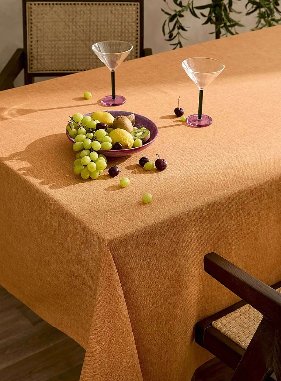 Heather orange jacquard tablecloth