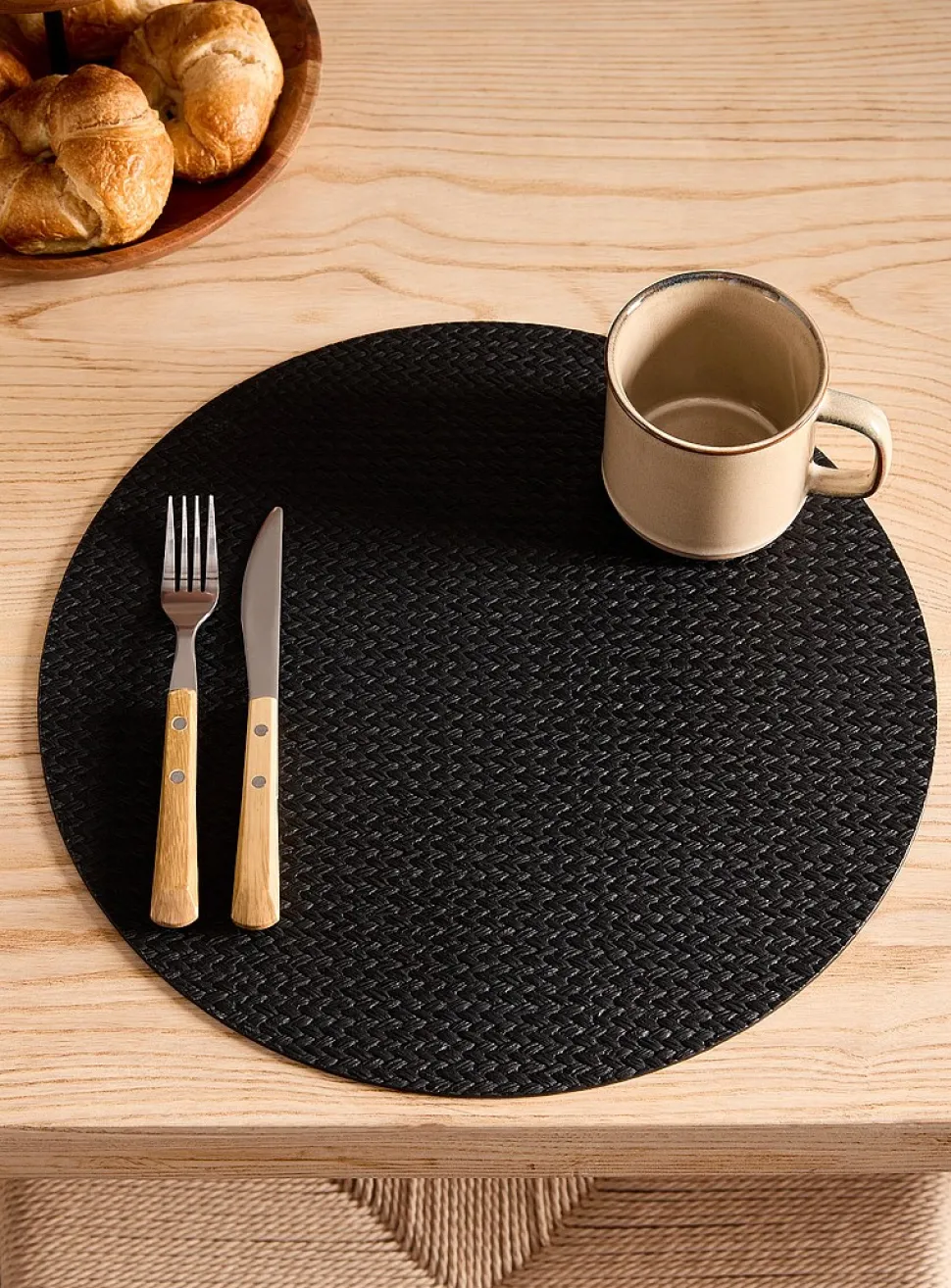 Herringbone pattern faux-leather placemat