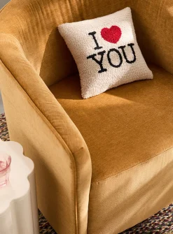 I Love You bouclé removable-cover cushion