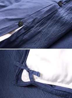 Indigo linen and organic cotton duvet cover set