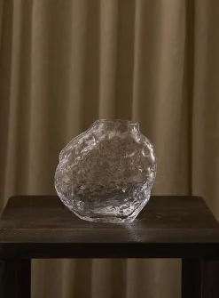 Irregular embossed glass vase