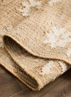 Ivory flowers wool and jute hallway rug