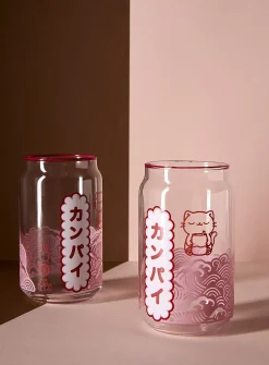 Kawaii cat iced coffee glasses