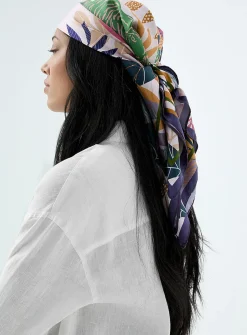 Large colourful pure silk scarf