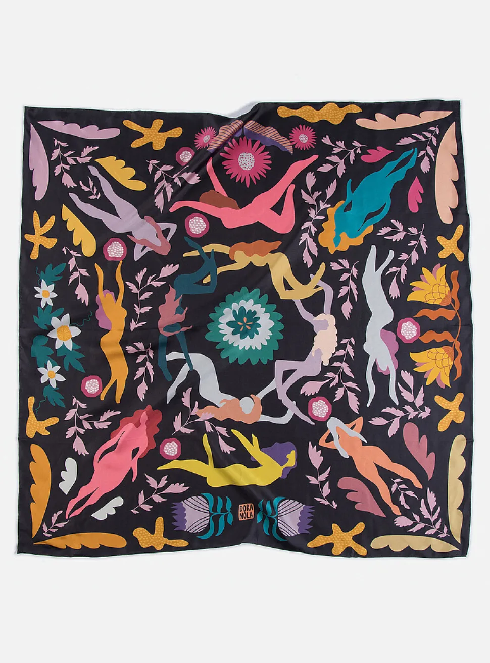 Large colourful pure silk scarf