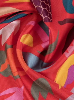 Large colourful pure silk scarf