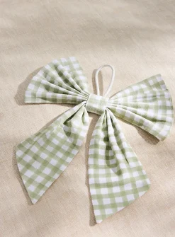 Large gingham bow napkin ring
