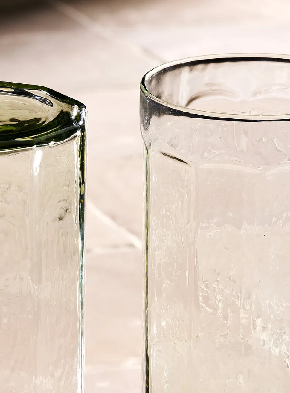 Large textured faceted glasses