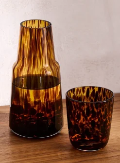 Leopard print glass and pitcher set
