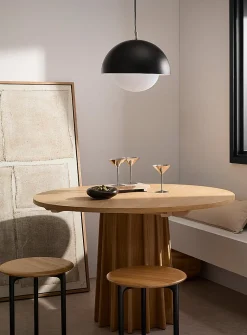 Matte black suspended dome lamp