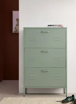 Metal locker-style shoe cabinet