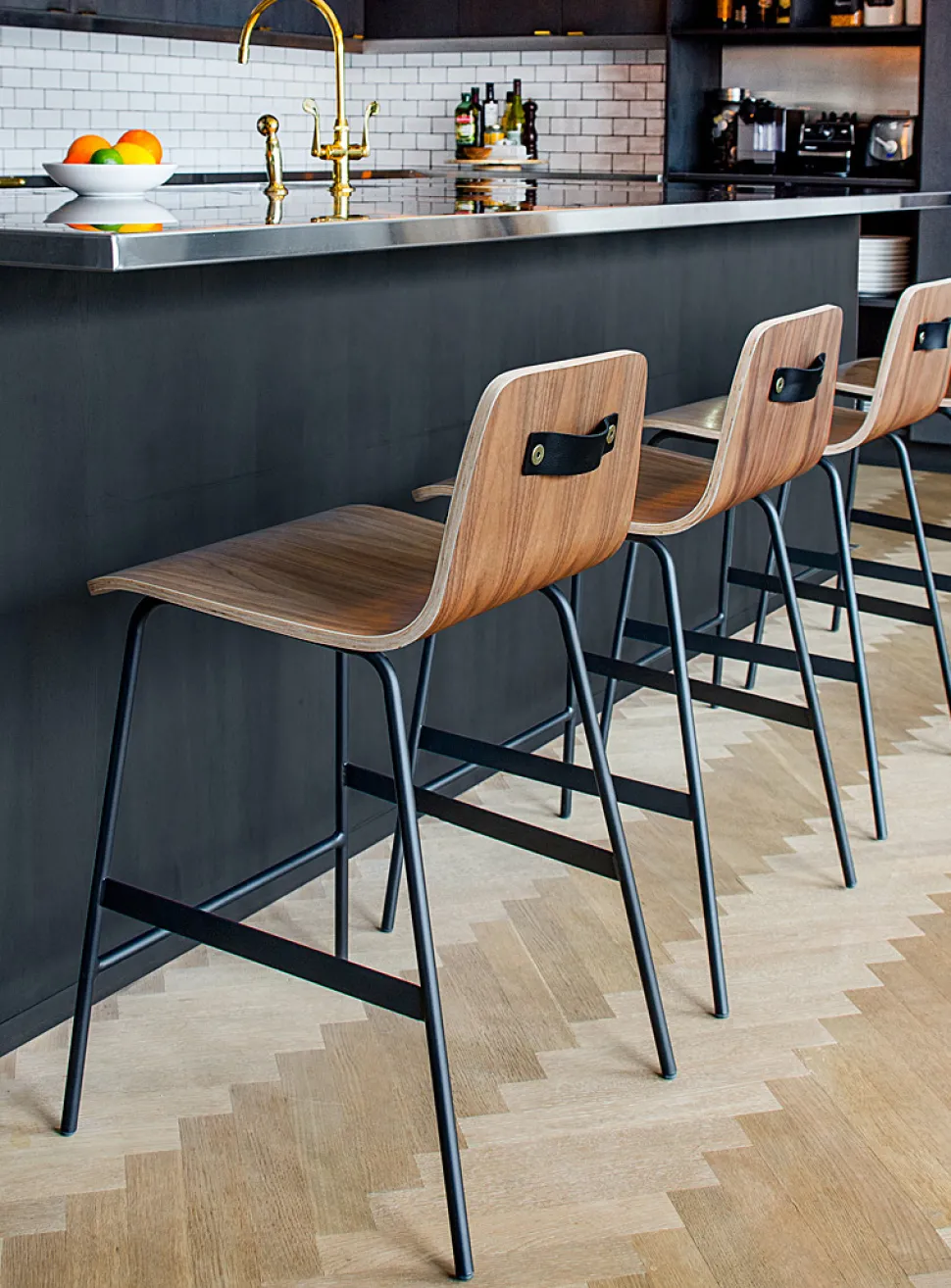 Modern wood and metal counter chair