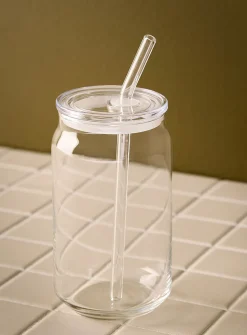 Monochrome glass with straw