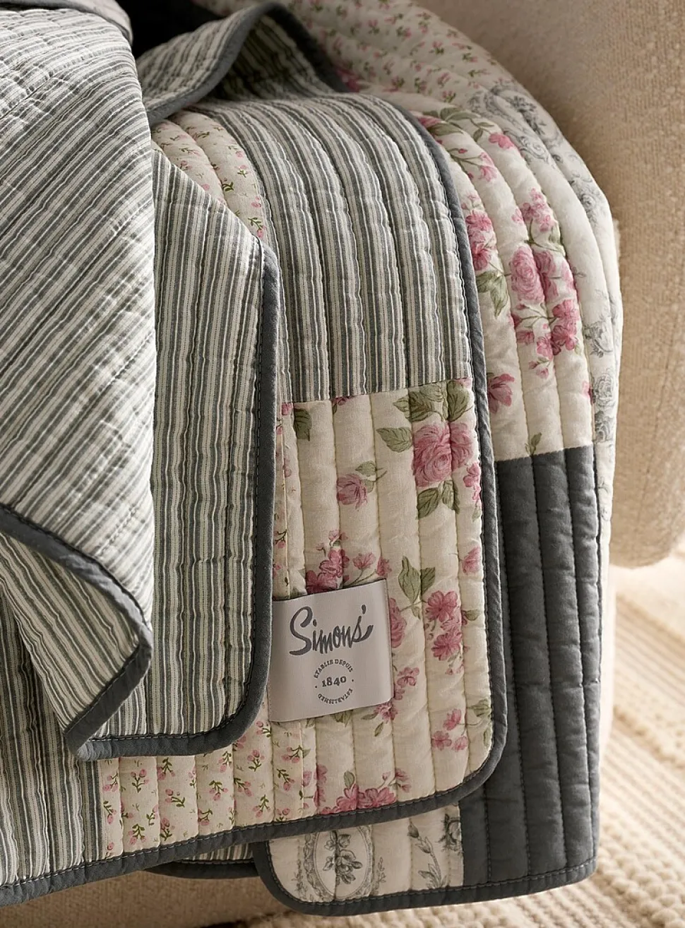 Nostalgic floral patchwork quilt