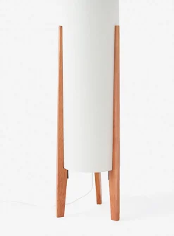 Oak base tubular lamp