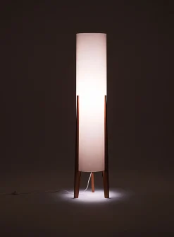 Oak base tubular lamp