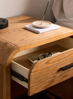 One-drawer curved side table