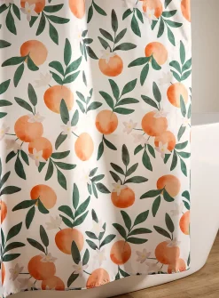 Oranges and flowers shower curtain