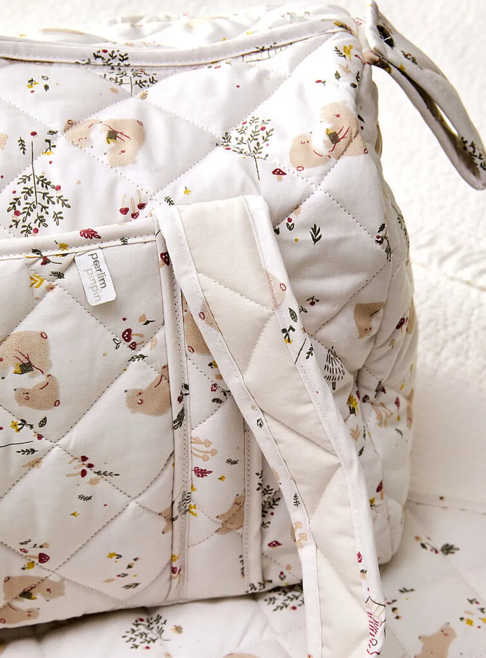 Patterned quilted diaper bag