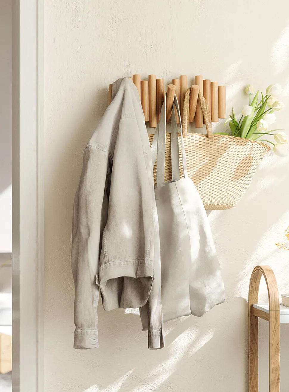 Picket five-hook wall-mounted coat rack
