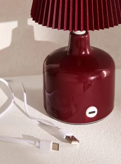 Pleated lampshade rechargeable touch table lamp