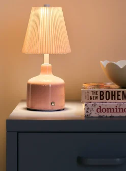 Pleated lampshade rechargeable touch table lamp