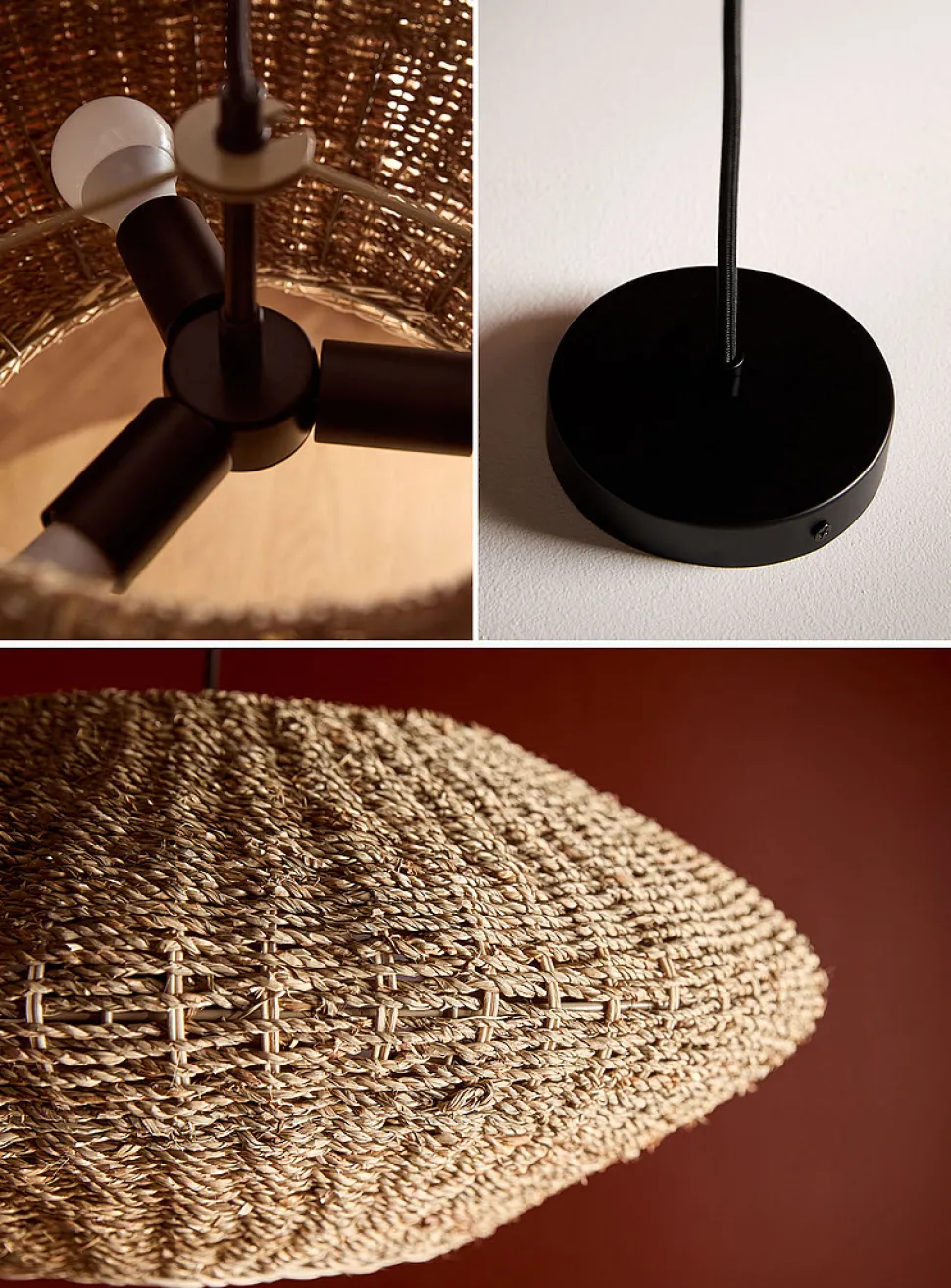 Pourel 3 natural seagrass light fixture