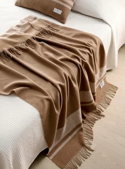 Pure wool striped throw
