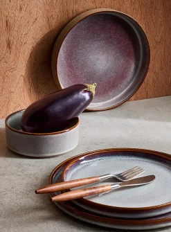 Purple-hued speckles pasta bowl