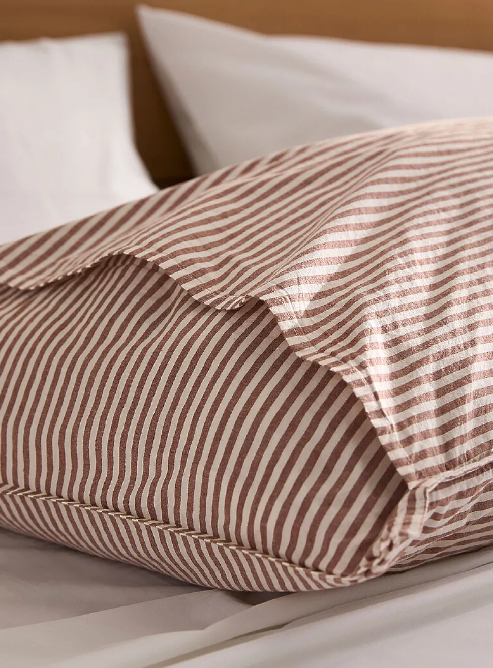 Pyjama-stripe pure organic cotton body pillow sham