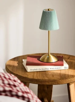 Rechargeable touch lamp with pleated shade