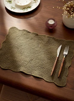Rectangular ornamental topstitched placemat