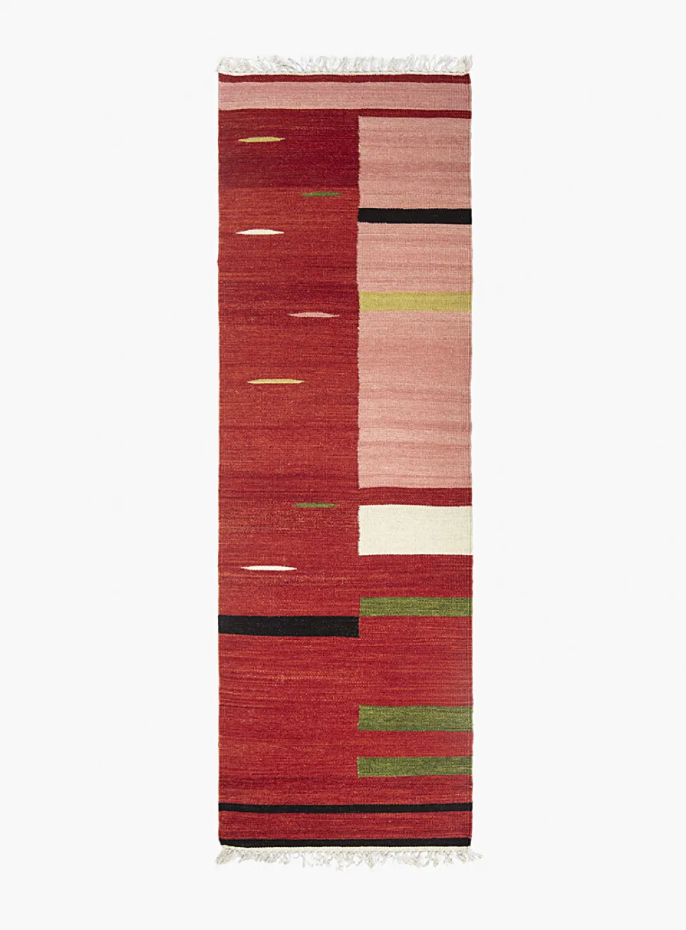 Red stripes artisanal hallway runner