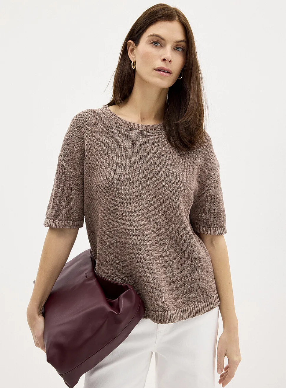 Ribbon-knit loose sweater