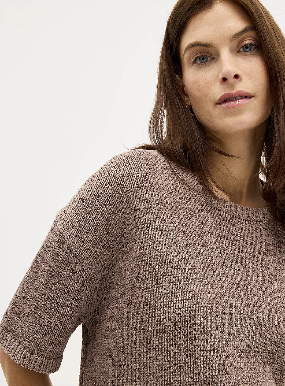 Ribbon-knit loose sweater