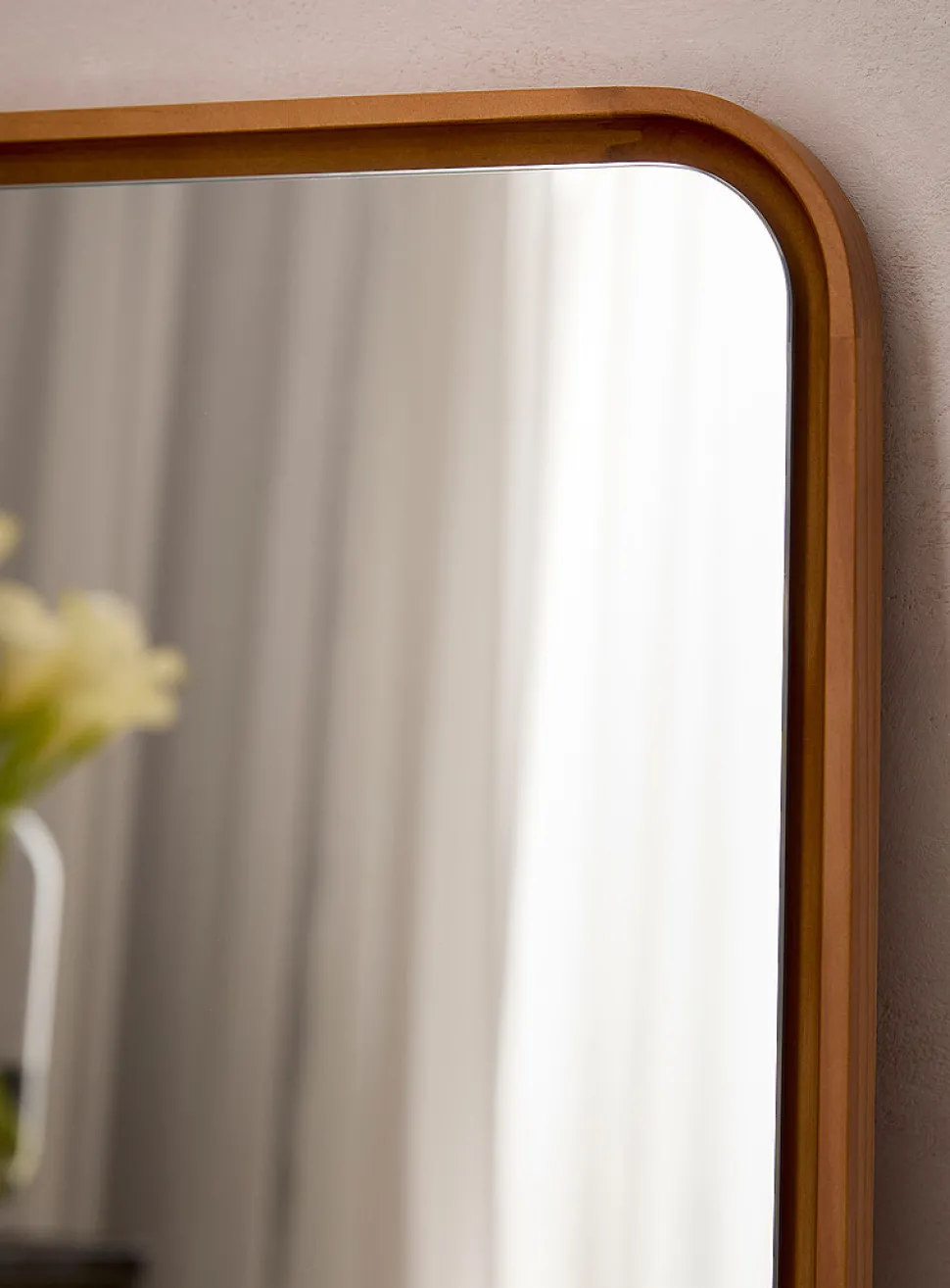 Rounded corners natural pine mirror