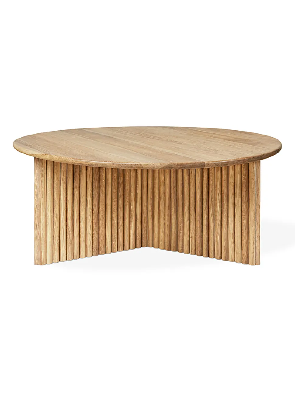 Round natural grooved coffee table