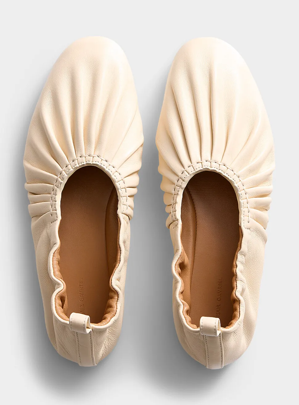 Ruched leather ballet flats