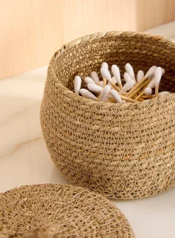 Seagrass round decorative jar
