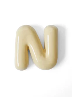 Semiporcelain letter N wall ornament