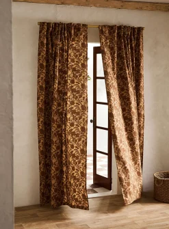 Sepia flowers curtain