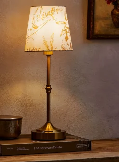 Sepia flowers lampshade rechargeable touch lamp