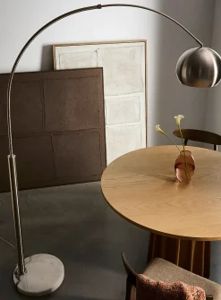 Silver curved floor lamp