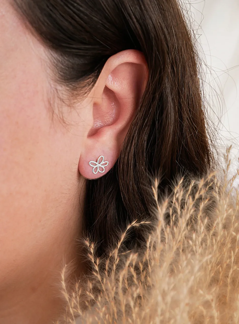 Silver flower earrings