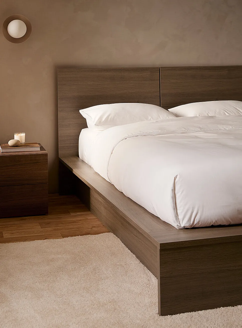 Sleek oak platform bed frame
